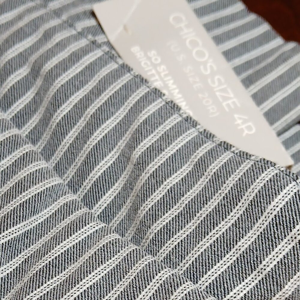 NWT - CHICOS Brigitte So Slimming Stripe Blue Pants - Picture 3 of 16